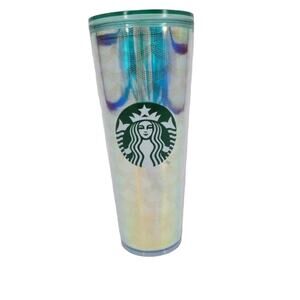 Starbucks Iridescent Mermaid Tail Print Tumbler Straw 24 OZ Cup